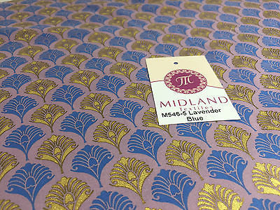 Retro Peacock Bird Feather Flower Fan Gold Lacquered Cotton Lawn Fabric 58" M546 - Image 24