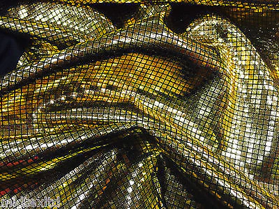 SHIMMER LAME FOIL FABRIC ON BLACK JERSEY STRETCHY WITH CHECK EFFECT 60" M6 - Image 4