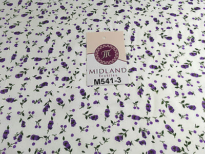 Small Floral Print on white soft polycotton dress Fabric 45" Wide M541 Mtex - Image 20