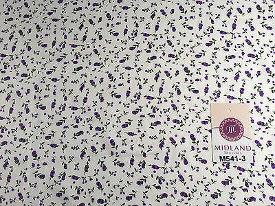 Small Floral Print on white soft polycotton dress Fabric 45" Wide M541 Mtex - Image 24