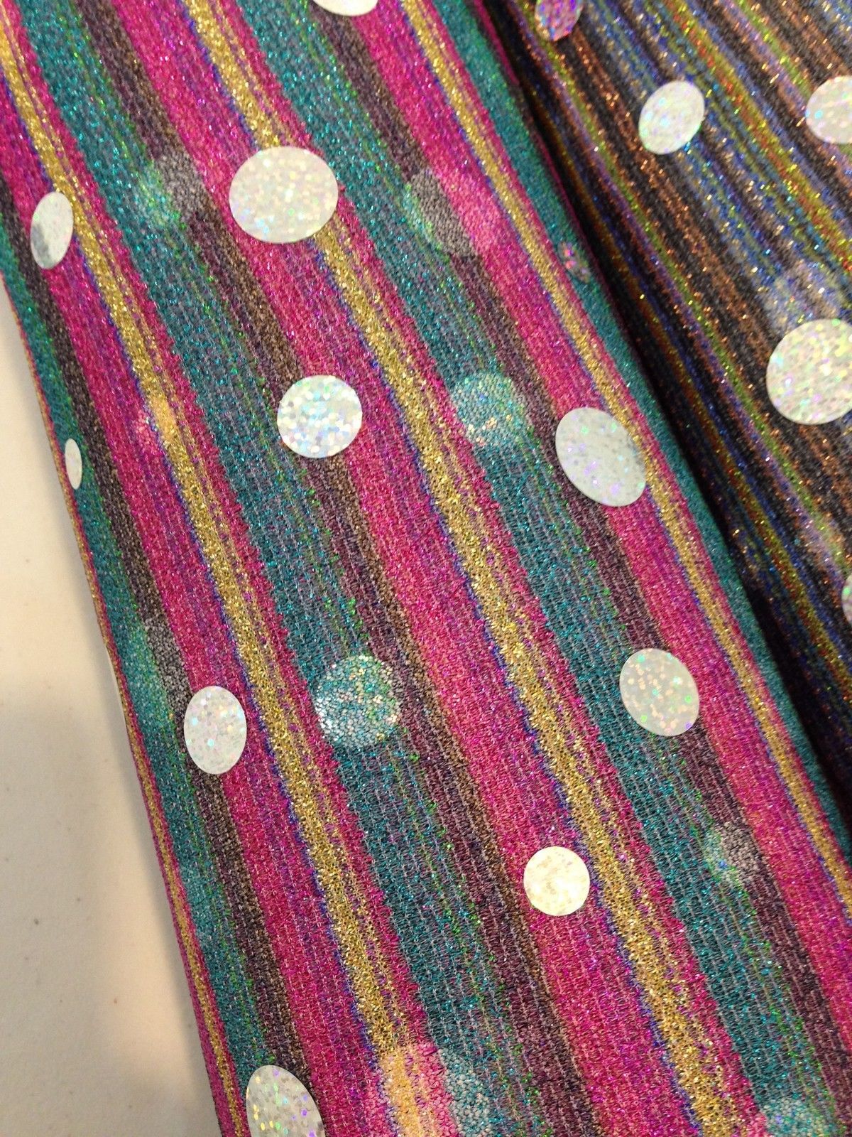 Stripe  Hologram Sequin fabric dress prom Midtex 58"Spotted Per Metre M150 - Image 4