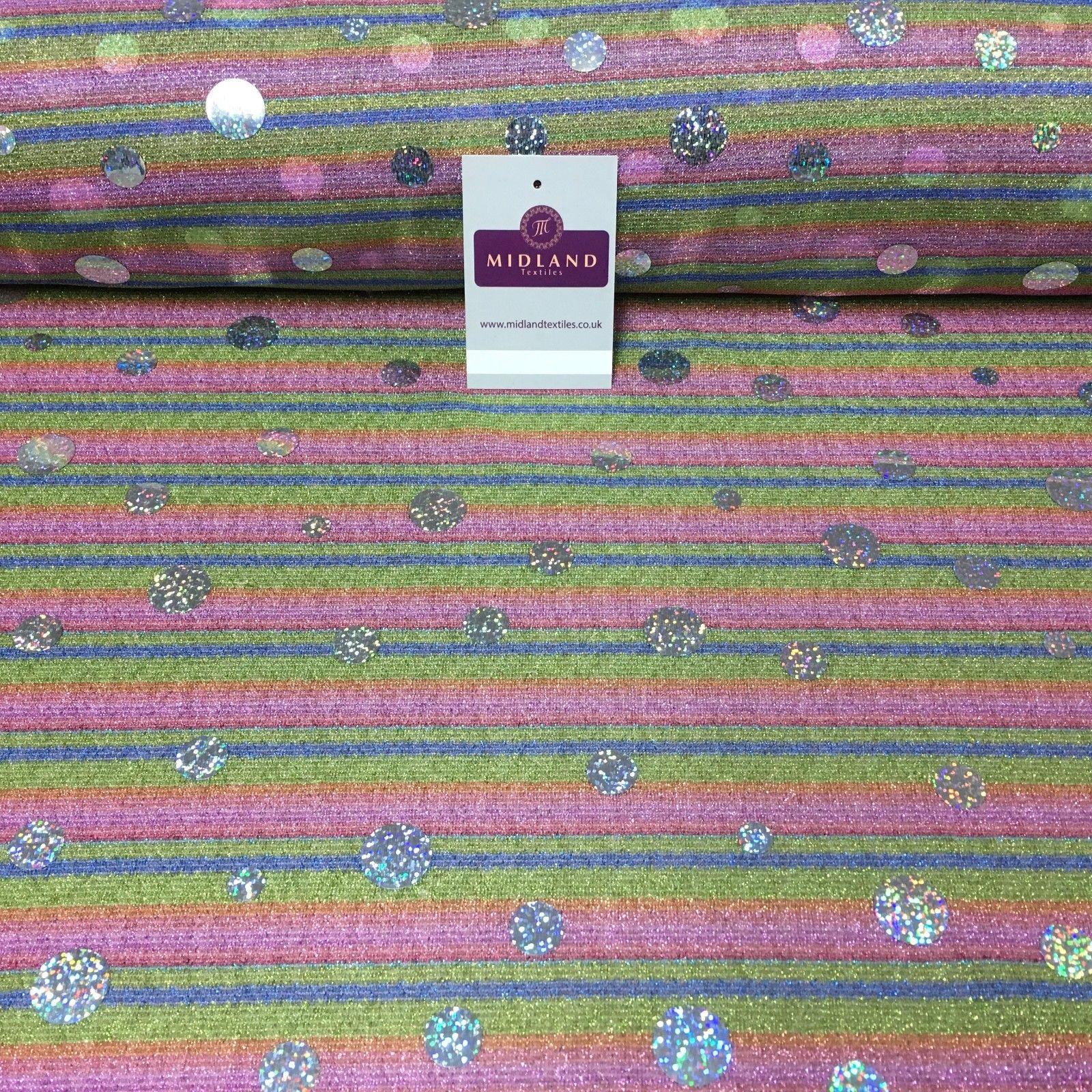 Stripe  Hologram Sequin fabric dress prom Midtex 58"Spotted Per Metre M150 - Image 5