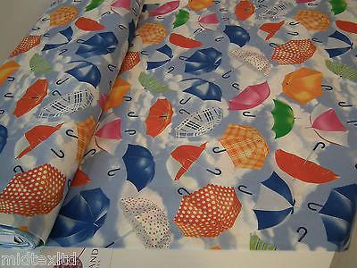 Umbrella Print 100% Cotton Poplin Fabric, 45" Wide. Craft Cotton M26 Mtex - Image 8