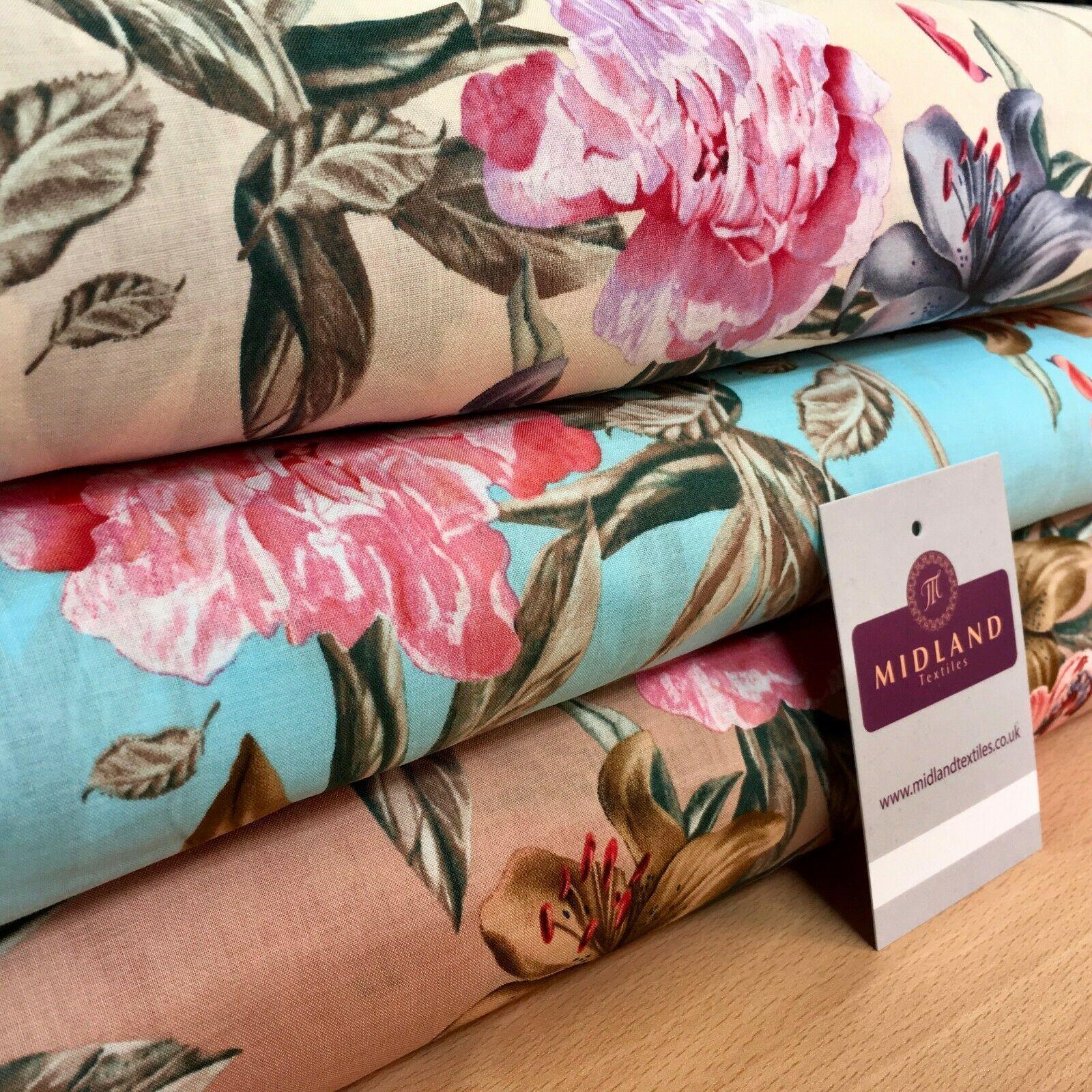 Vintage Floral Printed Cotton Lawn Dress Fabric 150cm MK1236 Mtex - Image 11