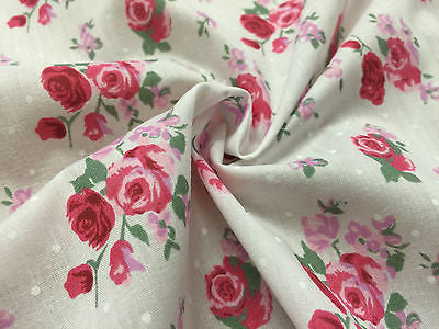 Vintage Floral Rose Spotted Print Poly Cotton Fabric 44" Wide M356 Mtex - Image 5